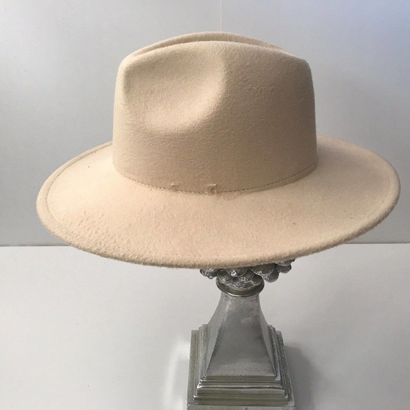 Unbranded Hat Stiff Brim Tan Felt Adjustable No Hat Band Pre-Owned main image 5
